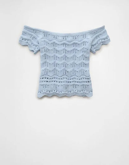 AE Off-the-Shoulder Cropped Sweater Tee