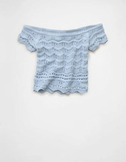 AE Off-the-Shoulder Cropped Sweater Tee