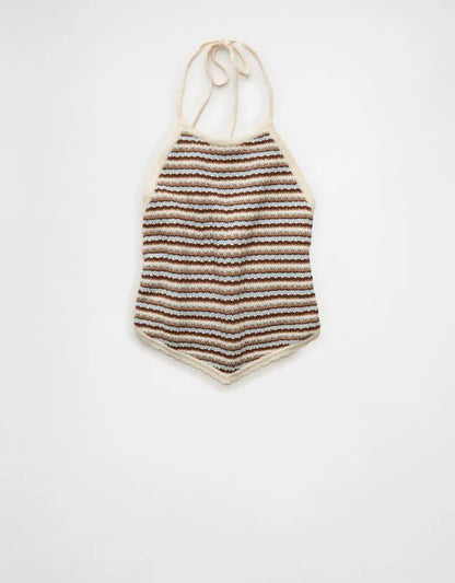 AE Cropped Open-Back Knit Halter Top