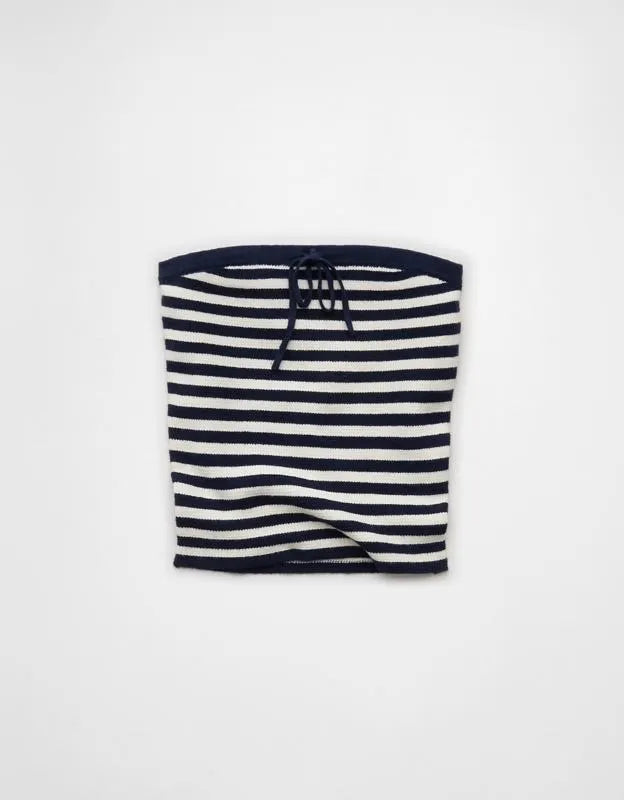 AE Fitted Tie-Front Sweater Tube Top