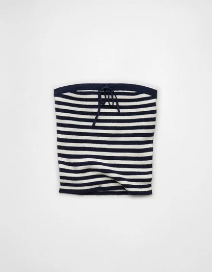 AE Fitted Tie-Front Sweater Tube Top
