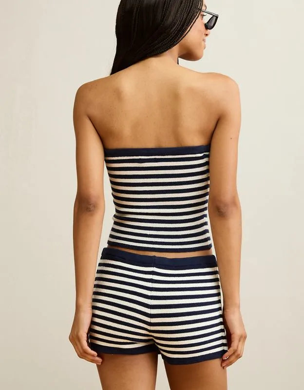 AE Fitted Tie-Front Sweater Tube Top
