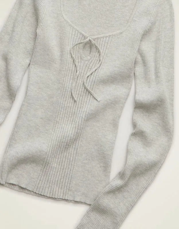 AE Fitted Keyhole Sweater Top