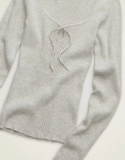 AE Fitted Keyhole Sweater Top