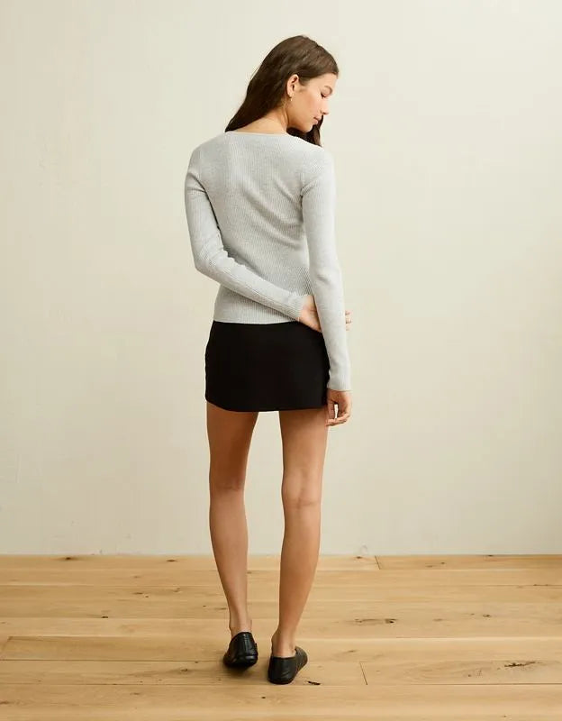 AE Fitted Keyhole Sweater Top