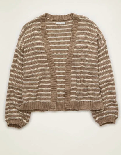 AE Balloon-Sleeve Open-Front Cardigan
