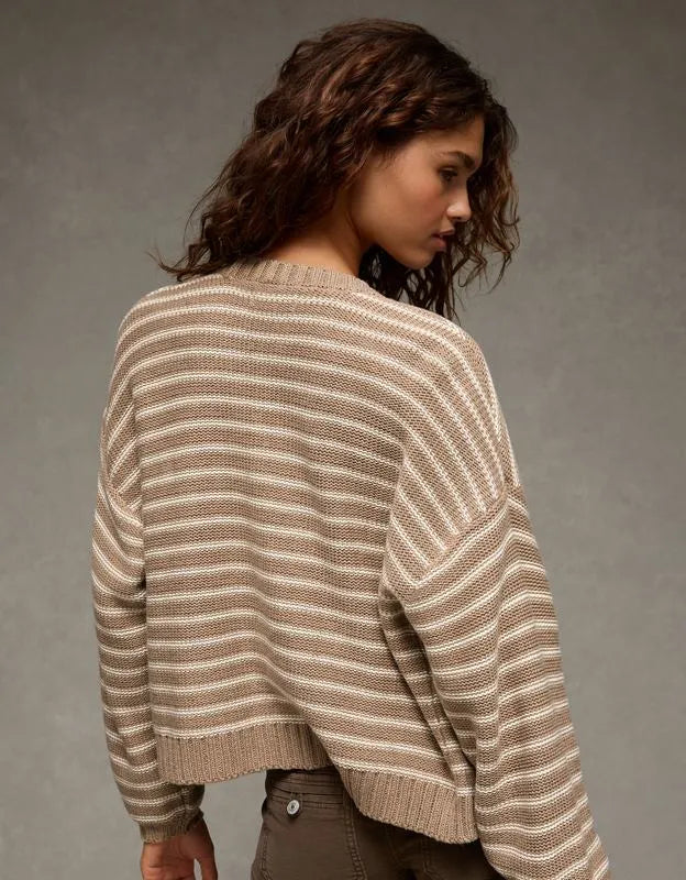 AE Balloon-Sleeve Open-Front Cardigan