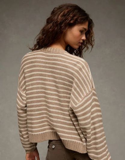 AE Balloon-Sleeve Open-Front Cardigan