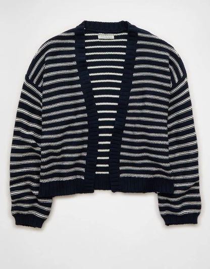 AE Balloon-Sleeve Open-Front Cardigan