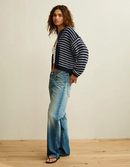 AE Balloon-Sleeve Open-Front Cardigan