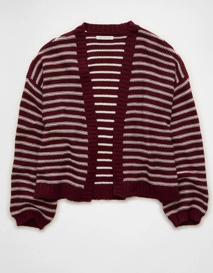 AE Balloon-Sleeve Open-Front Cardigan