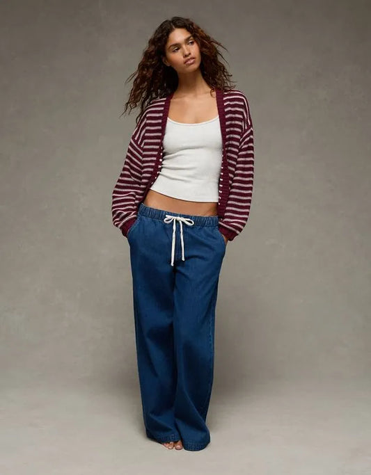 AE Balloon-Sleeve Open-Front Cardigan