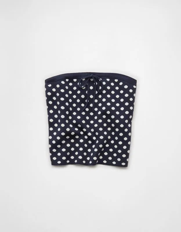 AE Fitted Tie-Front Sweater Tube Top