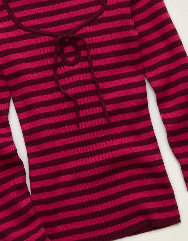 AE Fitted Keyhole Sweater Top