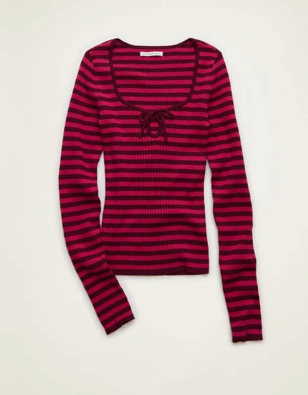 AE Fitted Keyhole Sweater Top