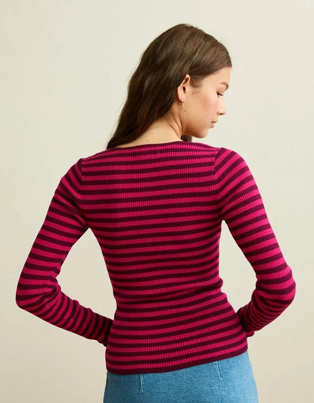 AE Fitted Keyhole Sweater Top