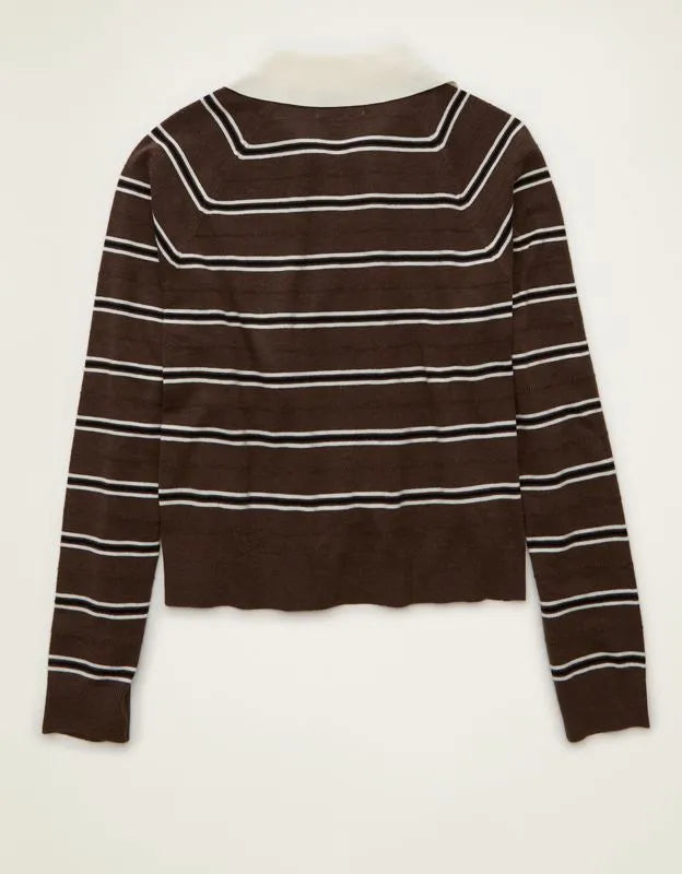 AE Oversized Button Up Sweater Polo