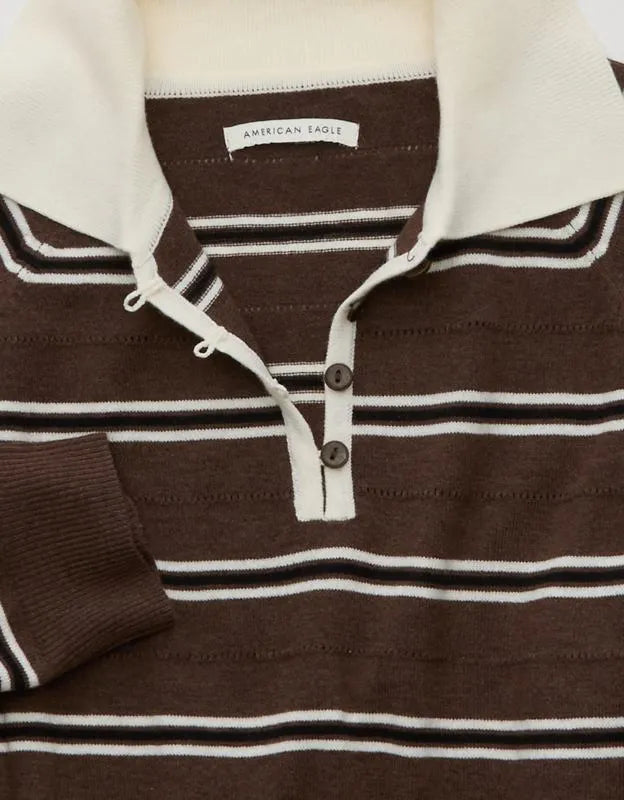 AE Oversized Button Up Sweater Polo