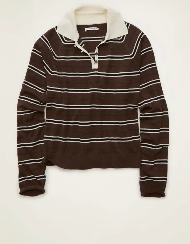 AE Oversized Button Up Sweater Polo