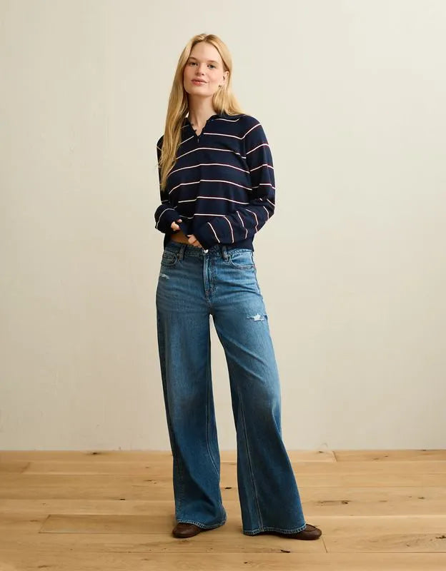 AE Oversized Button Up Sweater Polo