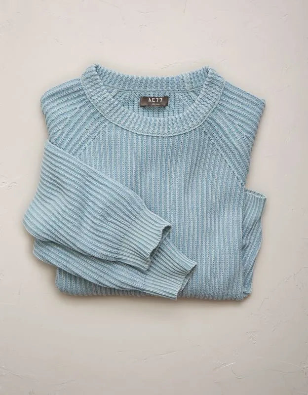 AE77 Shaker Stitch Raglan Sweater
