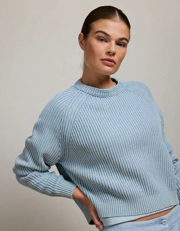 AE77 Shaker Stitch Raglan Sweater