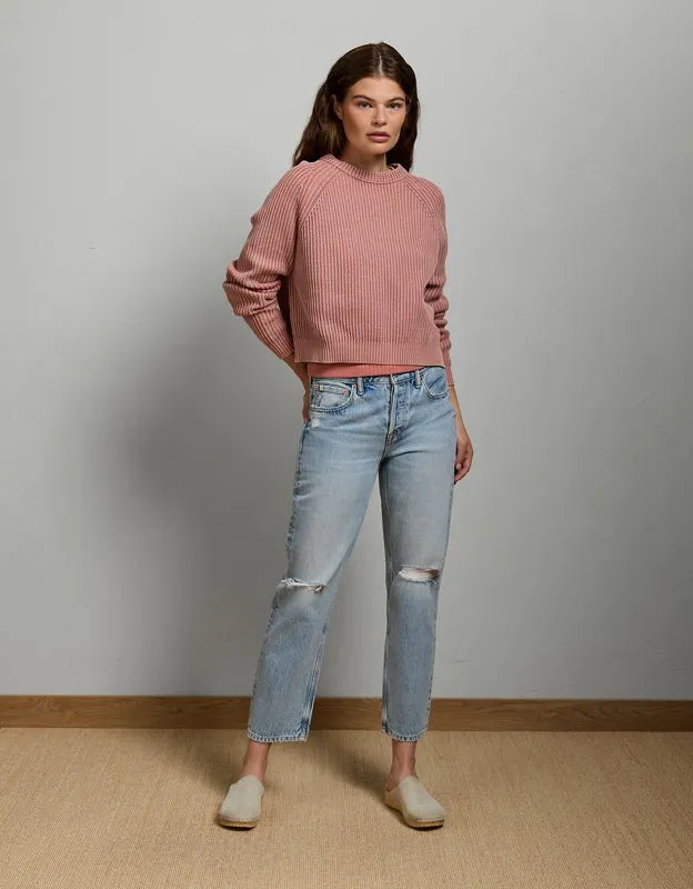 AE77 Shaker Stitch Raglan Sweater