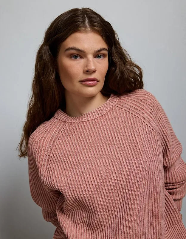 AE77 Shaker Stitch Raglan Sweater