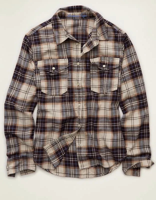 AE Throwback Flannel Button-Up Shirt