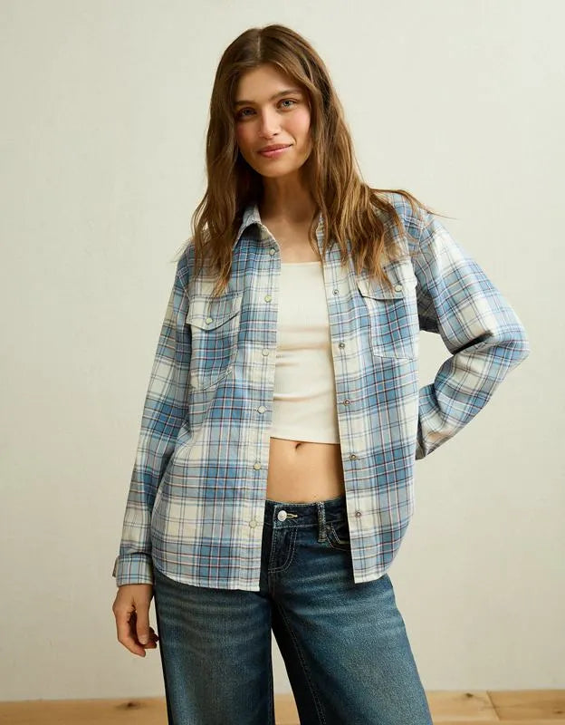 AE Throwback Flannel Button-Up Shirt