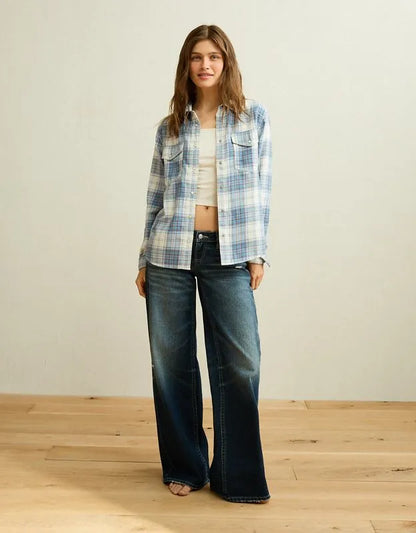 AE Throwback Flannel Button-Up Shirt