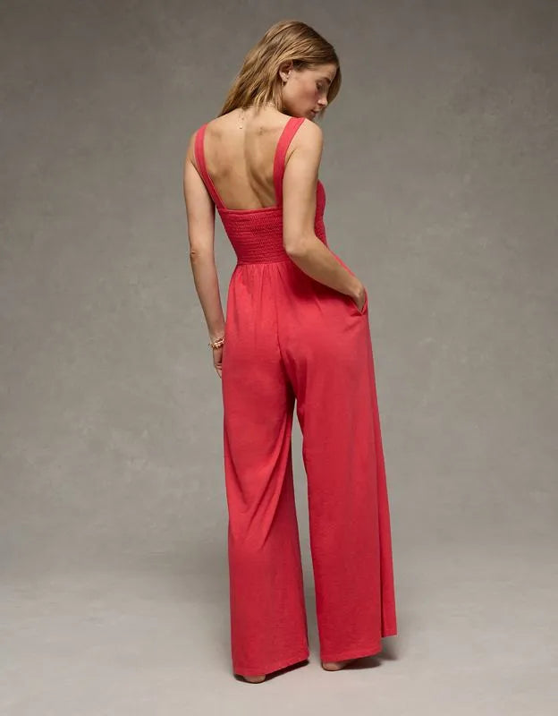AE Sunchaser Knit Smocked Jumpsuit