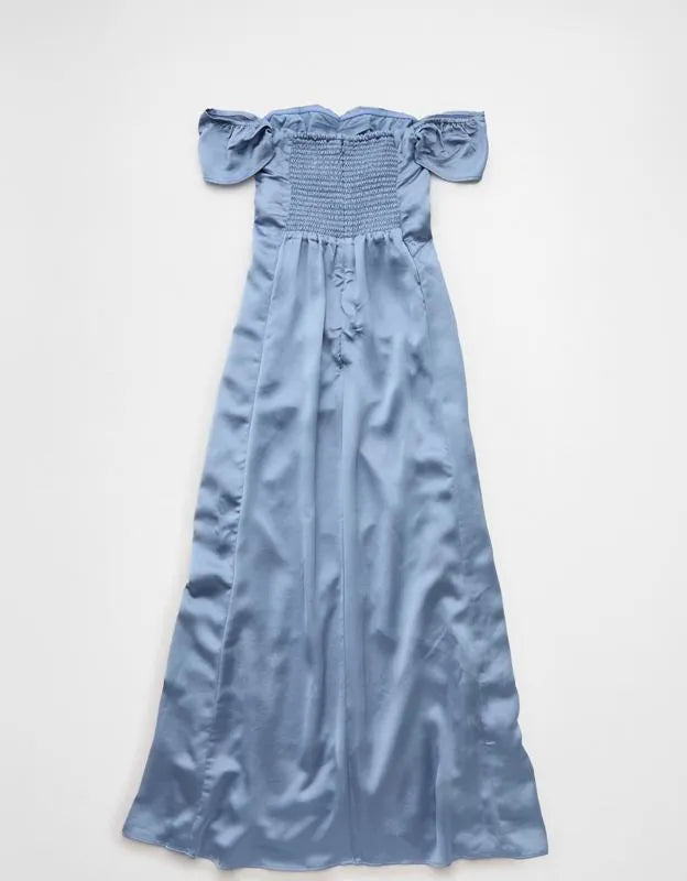 AE Satin Sweetheart Off-The-Shoulder Maxi Dress