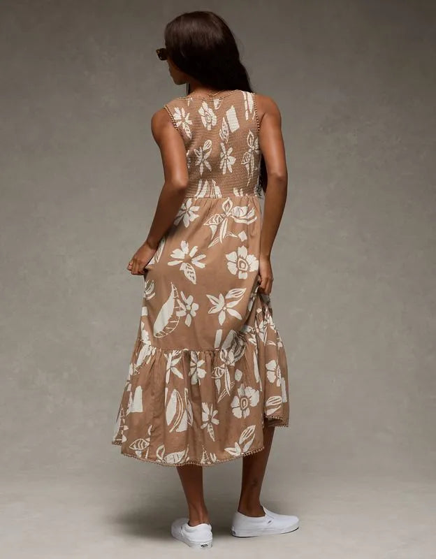 AE V-Neck Cut-Out Midi Dress