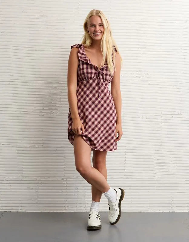 AE Ruffle Tie-Front Mini Dress