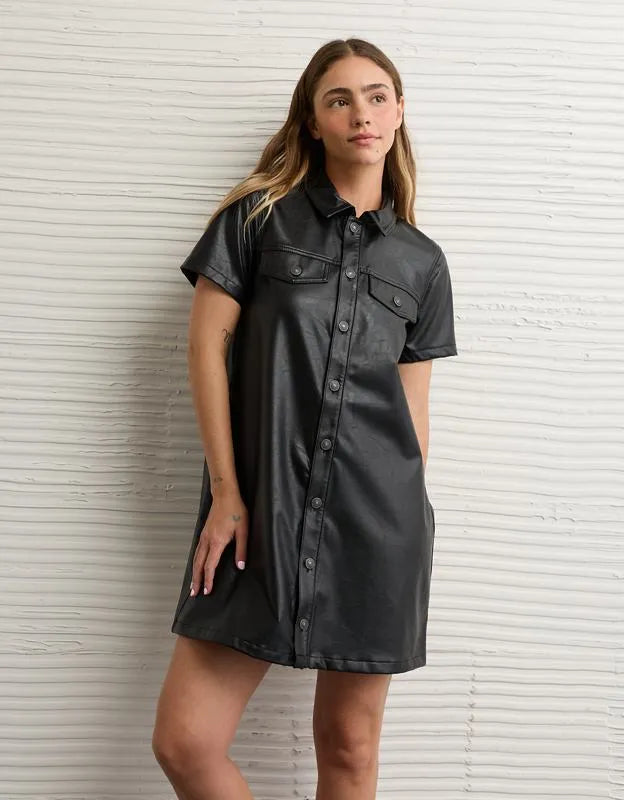 AE Faux Leather Mini Dress