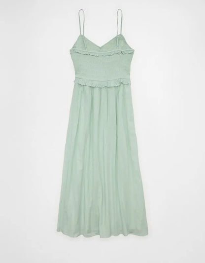 AE V-Neck Smocked Midi Dress
