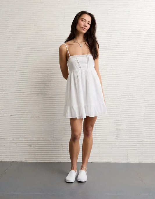AE Lace Trim Babydoll Mini Dress