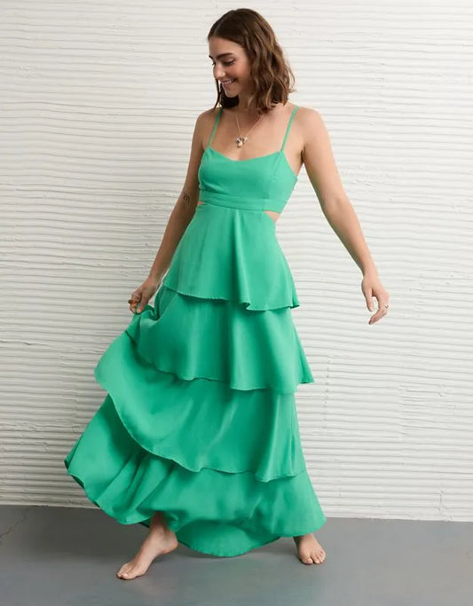 AE Babydoll Tiered Maxi Dress