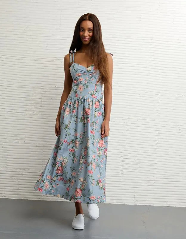AE Sweetheart Tie-Strap Midi Dress