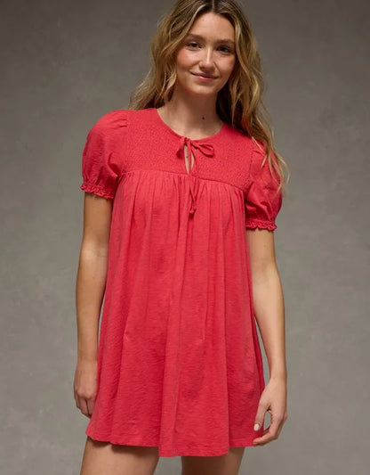 AE Sunchaser Babydoll Puff Sleeve Mini Dress