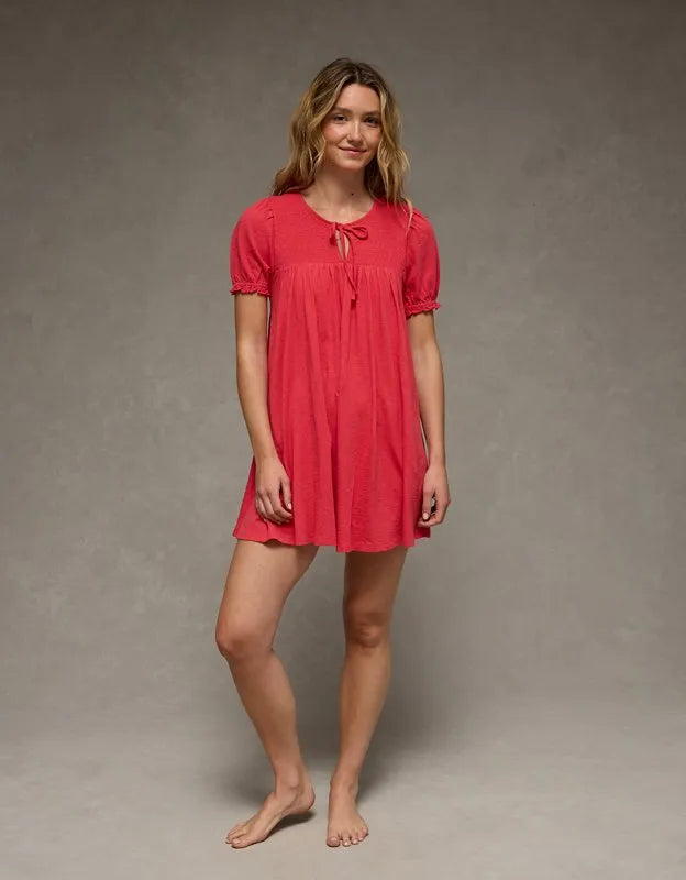 AE Sunchaser Babydoll Puff Sleeve Mini Dress