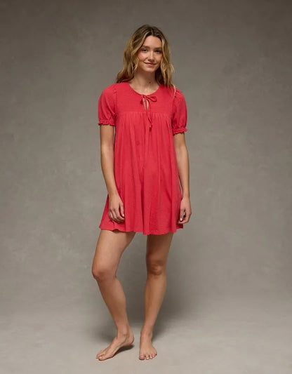 AE Sunchaser Babydoll Puff Sleeve Mini Dress