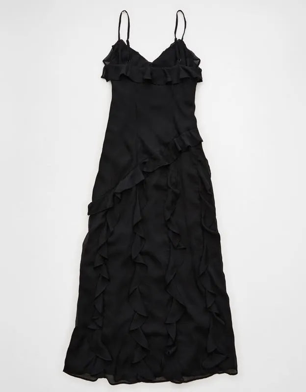 AE Asymmetrical Ruffle Maxi Dress