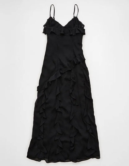 AE Asymmetrical Ruffle Maxi Dress