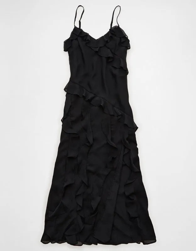 AE Asymmetrical Ruffle Maxi Dress