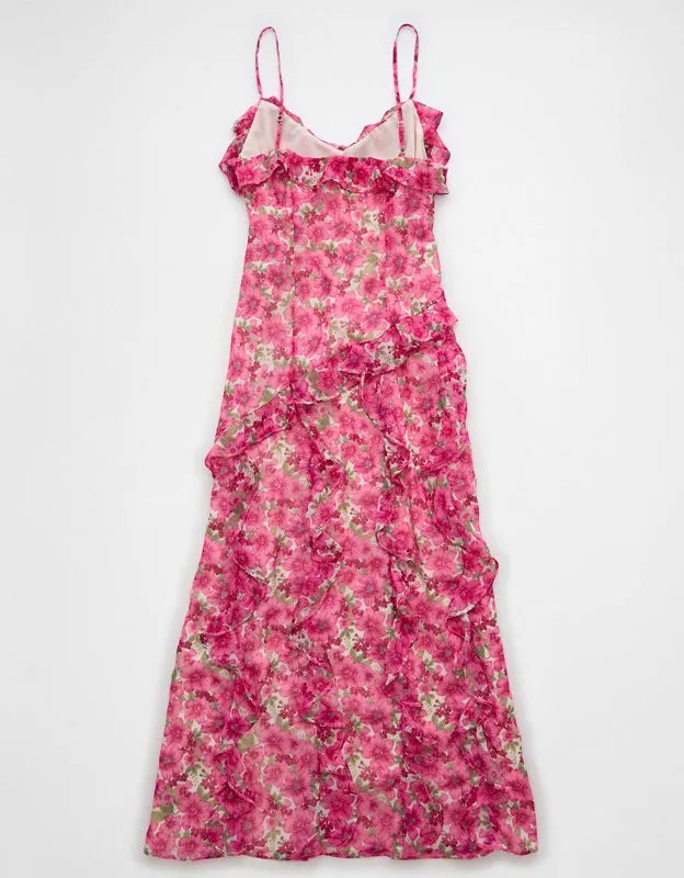 AE Asymmetrical Ruffle Maxi Dress