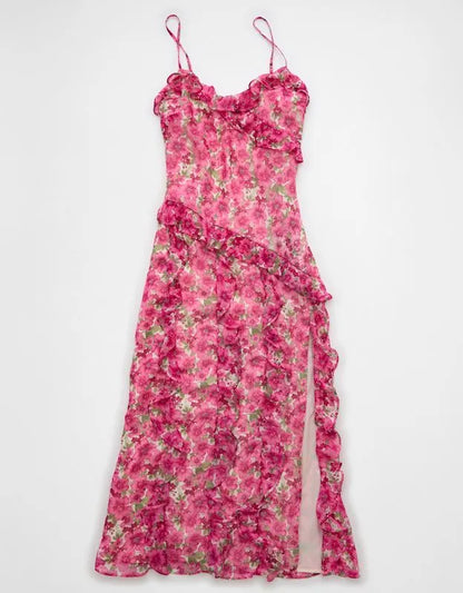 AE Asymmetrical Ruffle Maxi Dress