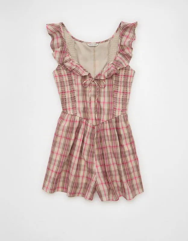AE Flutter-Sleeve Tie-Front Romper