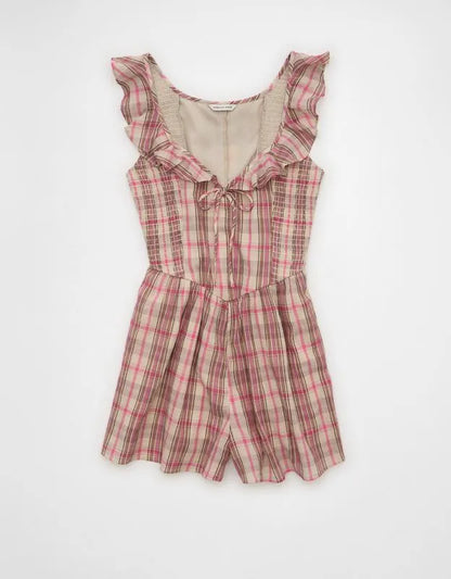 AE Flutter-Sleeve Tie-Front Romper